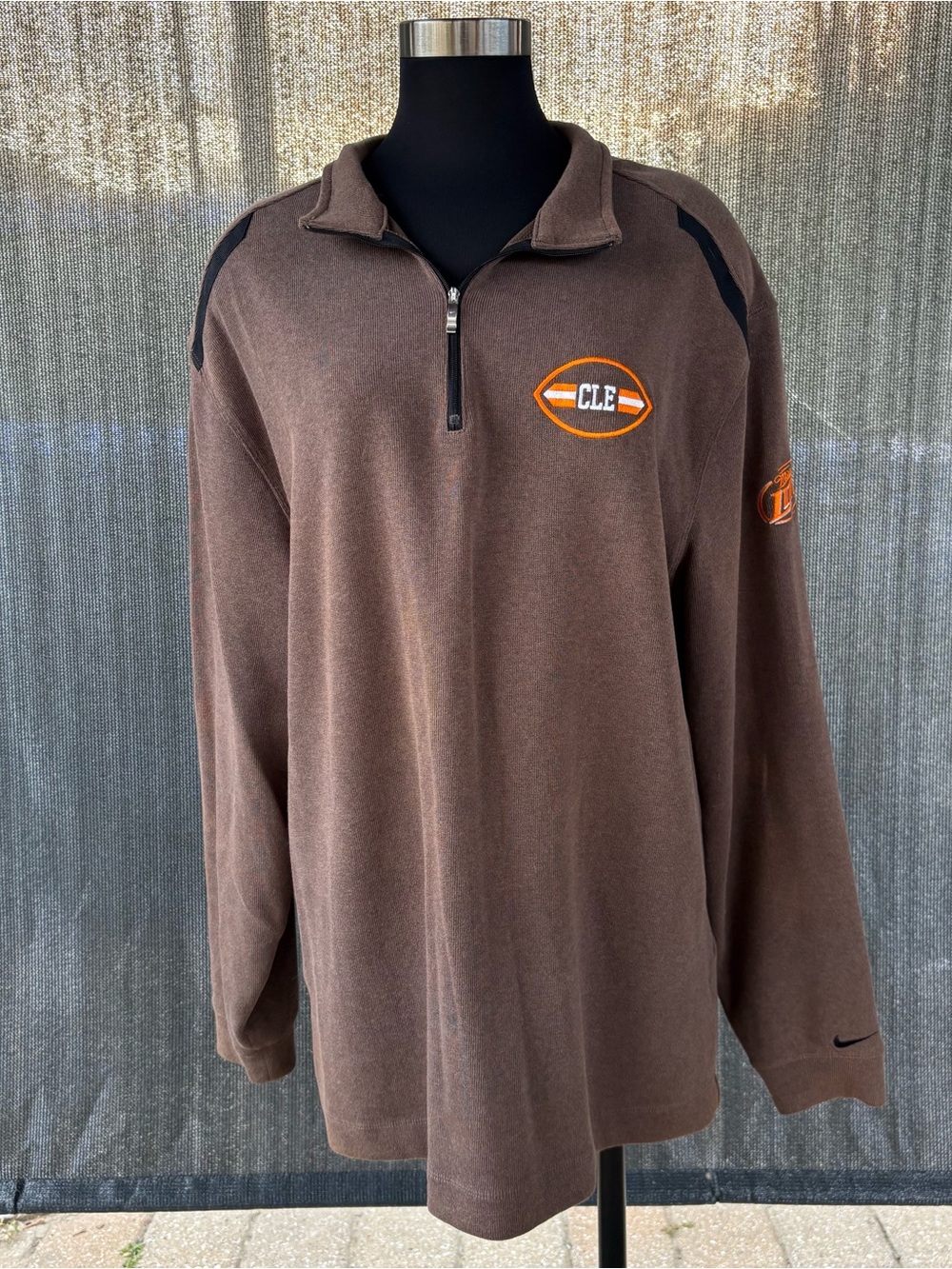 Nike Brown CLE Half-Zip Pullover Jacket with Orange Accents